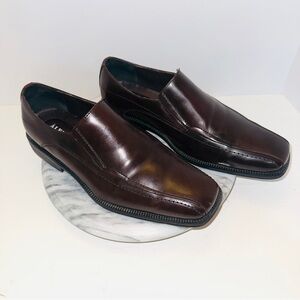 Alfani Ascher Brown Leather Dress Shoes 10.5 Cap Toe Boat Shoes Loafers